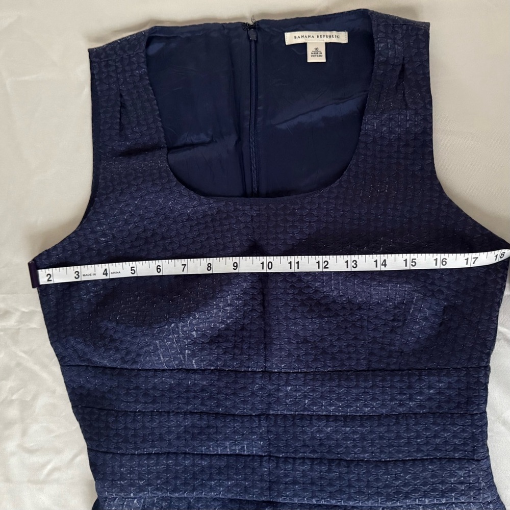 Banana Republic Navy Sheath Dress Size 10 Sleeveless Shimmer Work Style Shimmer - Picture 7 of 13